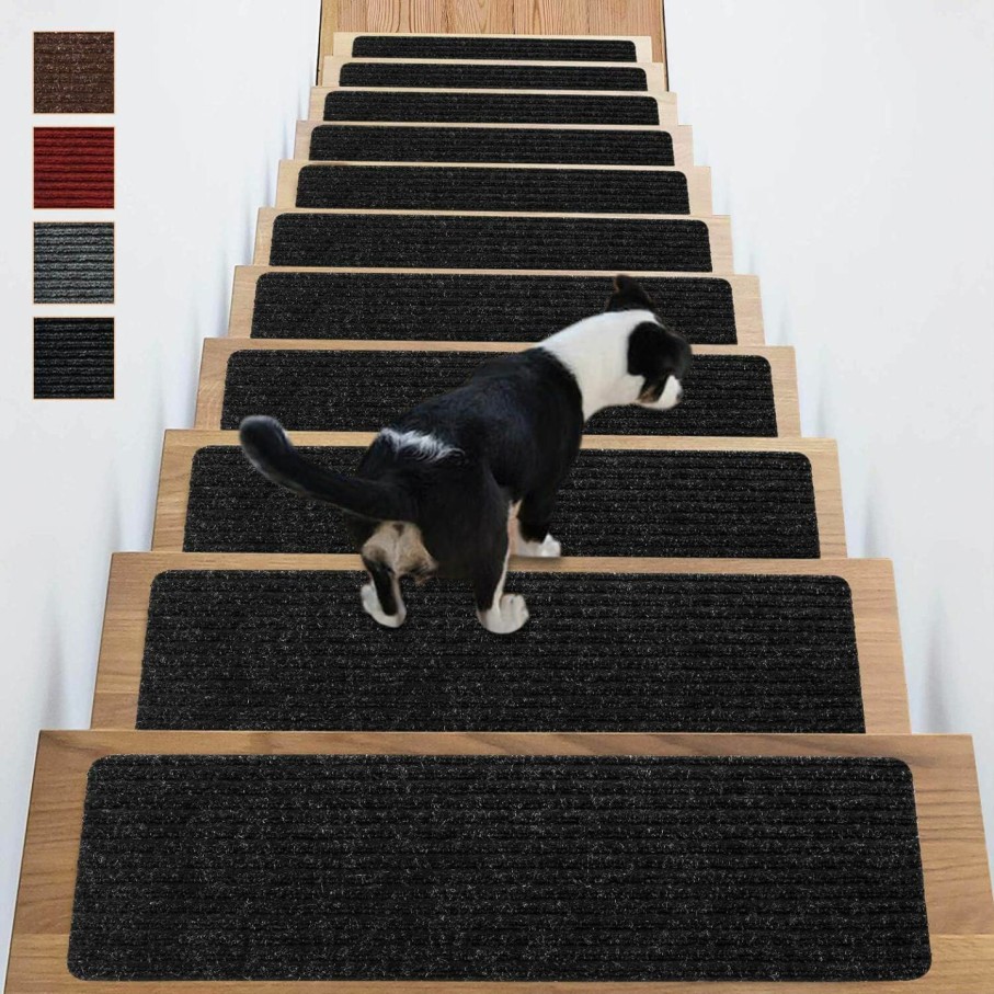 Home Improvement Antdle | Antdle Stair Treads Non-Slip Carpet Indoor Set Of 16 Brown Carpet Stair Treads For Wooden Steps Self Adhesive Stair Treads Rugs Mats(30X8 Inch,Brown)