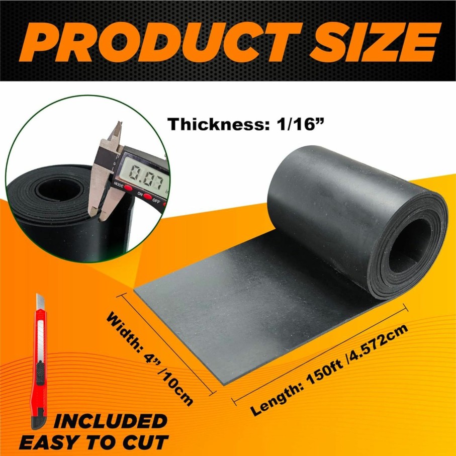 Home Improvement PAMAZY | Pamazy Neoprene Rubber Sheet Roll 1/16\" Thick X 12\" Wide X 10Ft Long With Adhesive Backing (Including Utility Knife), Heavy Duty Self Rubber Seal Strips Roll For Diy Gaskets, Flooring, Seals