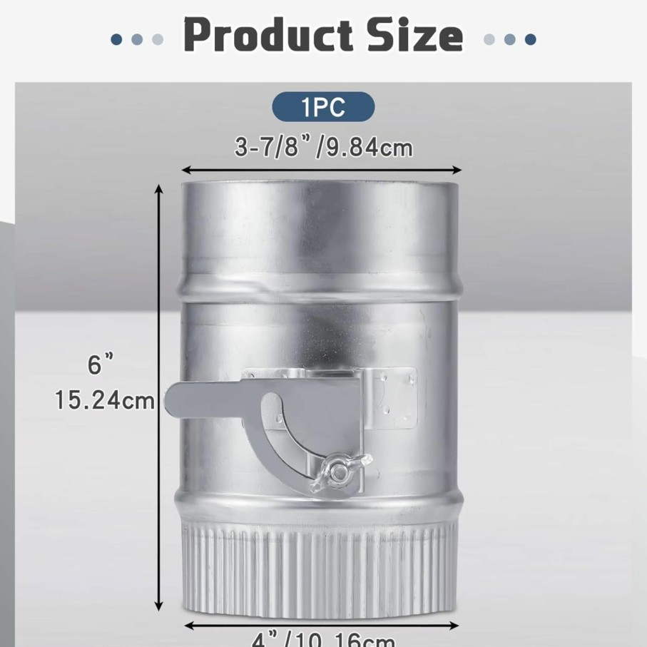 Home Improvement Therwen | Therwen Hvac Duct Manual Volume Damper With Sleeve Backdraft Damper Stove Pipe Ducting Galvanized Sheet Adjustment Airflow Ducting Branch Hvac Air Balancing For Range Hoods, Fans(6 Inch, 1 Pc)