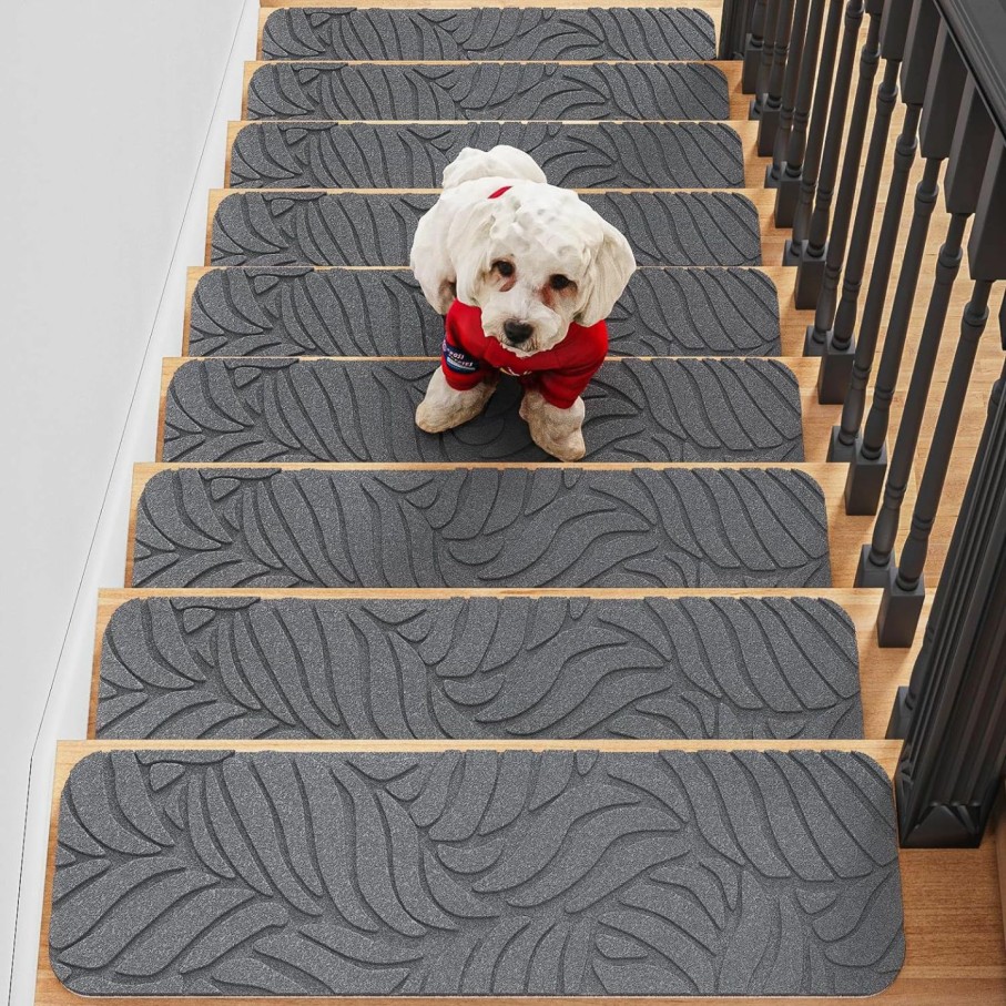 Home Improvement Fixmend | Fixmend Stair Treads Non Slip For Wooden Steps, 8\" X 30\" (15-Pack) Stair Runner Carpet Treads Indoor With Reusable Adhesive, Stairslide Carpets Rugs Safety Mats For Elders, Kids & Dogs, Grey