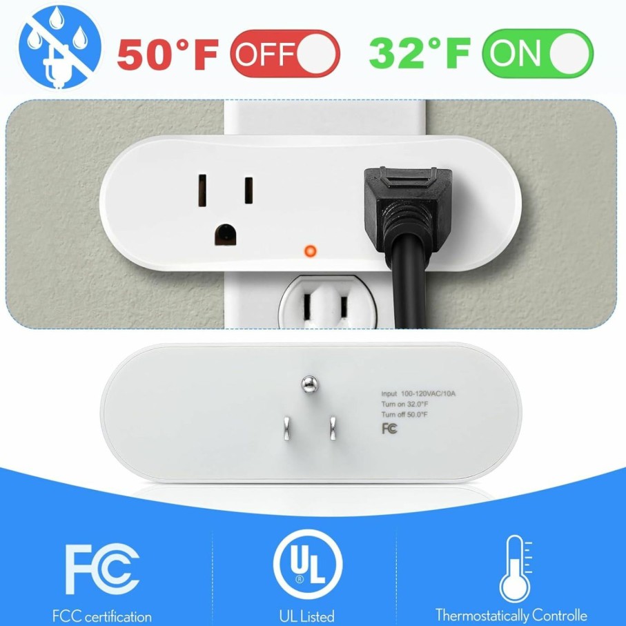 Home Improvement Feekoon | 4 Pcs Temperature Controlled Outlet Plug In Thermostat Switch On At 32 Off At 50 , Outdoor Antifreeze Thermostatically Controlled Outlet Thermostat Socket 110V For Winter Pond De Icing/Farm/Rv/Heater