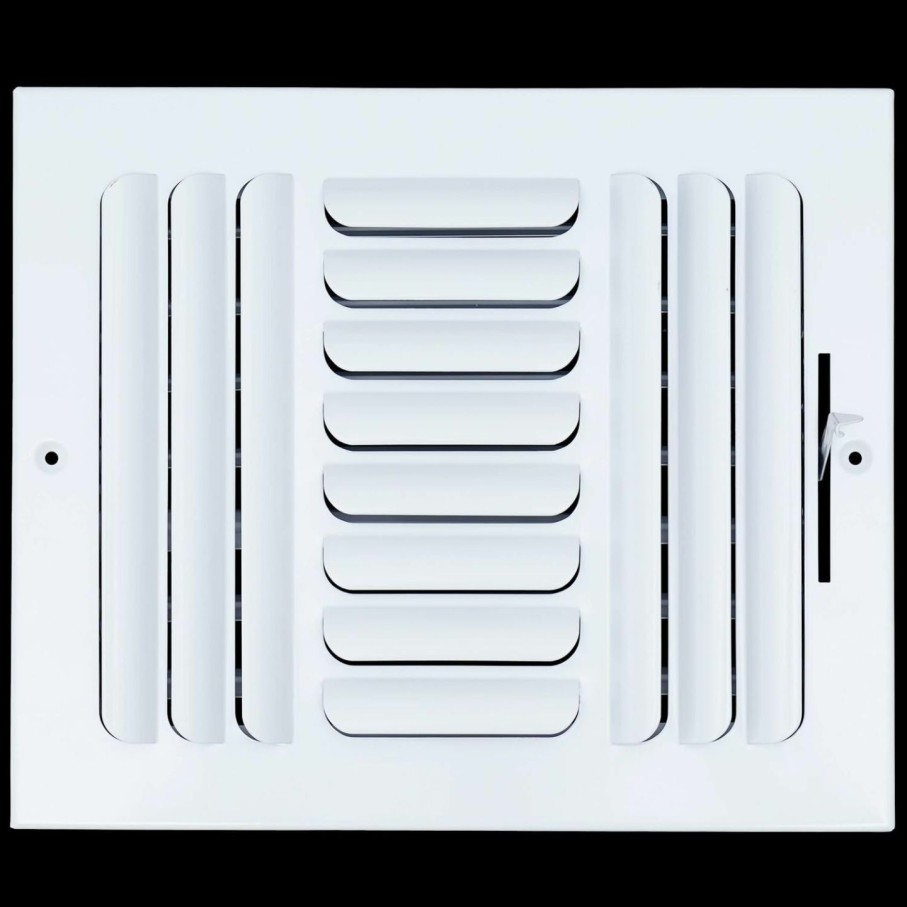 Home Improvement Handua | Handua 10\"W X 10\"H [Duct Opening Size] 3 Way Fixed Curved Blade Air Supply Diffuser | Register Vent Cover Grill For Sidewall And Ceiling | White | Outer Dimensions: 11.75\"W X 11.75\"H