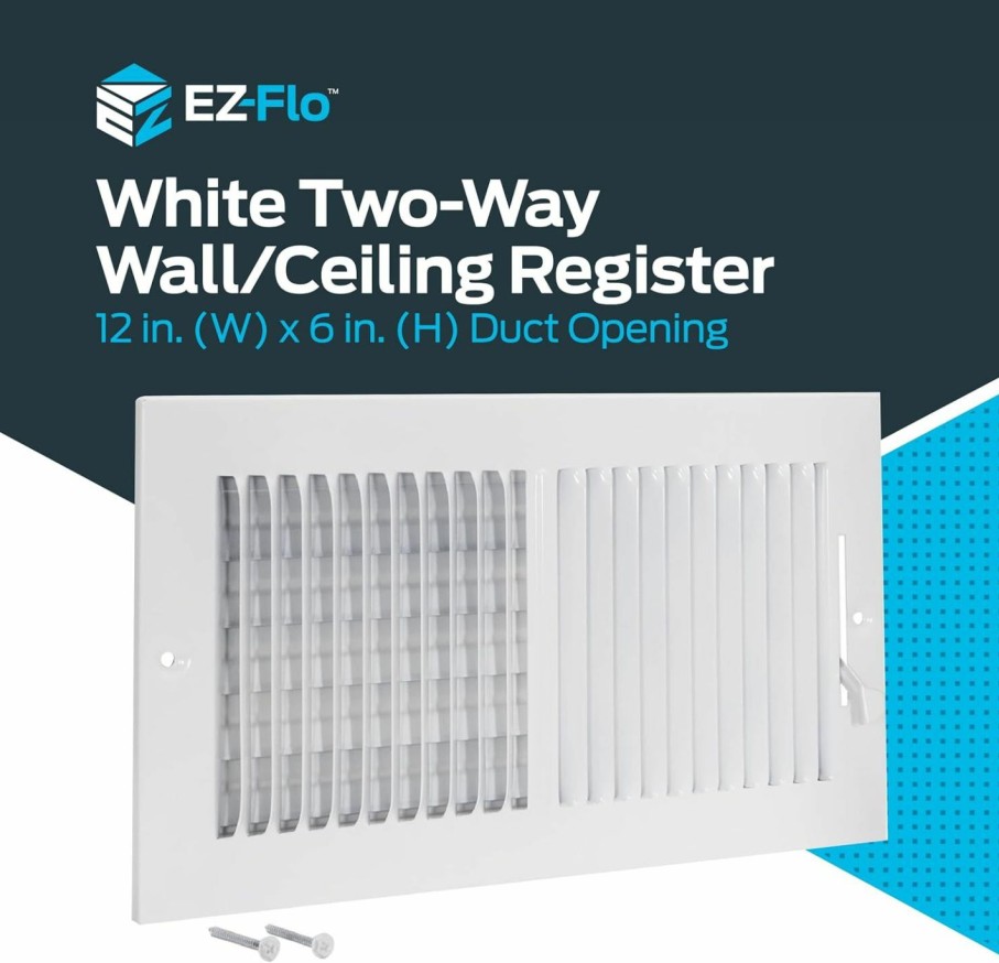 Home Improvement EZ-Flo | Ez-Flo 16 X 6 Inch (Duct Opening) White Air Vent Cover For Wall Or Ceiling, Two-Way Ventilation Register, Solid Steel Hvac Cover, 61663