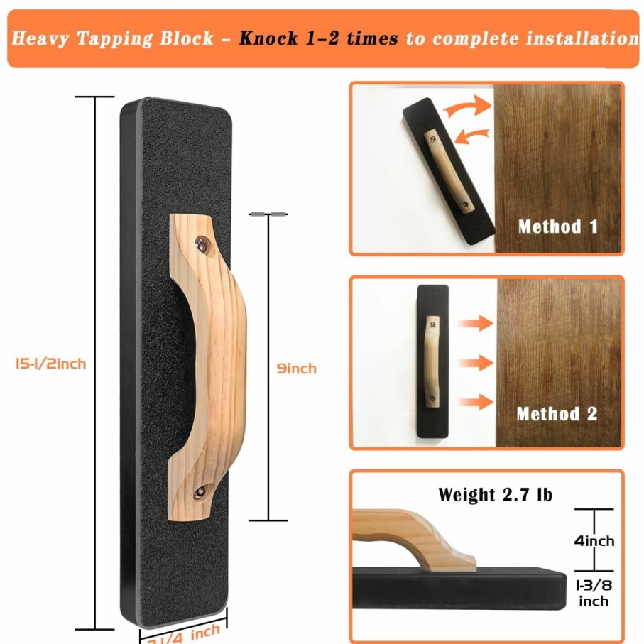 Home Improvement NAACOO | Naacoo Laminate Flooring Tools - Heavy Big Tapping Block + Pull Bar + 40 Spacers, Tapping Block Use Needn'T Hammer, Just Knock 1-2 Times To Complete Flooring Installation For Vinyl Plank Flooring.