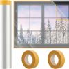 Home Improvement HOMSHIAM | 63'' X 197'' Window Insulation Kit, Pof Window Sealer For Winter, With Pet Double-Sided Tape, Insulates 5 Standard Indoor Windows Keep Warm For Weatherproofing Window Film For Winter