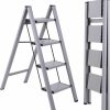 Home Improvement Feete | Feete 3 Step Ladder, Aluminum Lightweight Folding Step Stool W/Wide Anti-Slip Pedal, 330 Lbs Capacity Sturdy Stepping Ladder, Safety Stepladder For Home, Office, Kitchen (Champagne Gold)