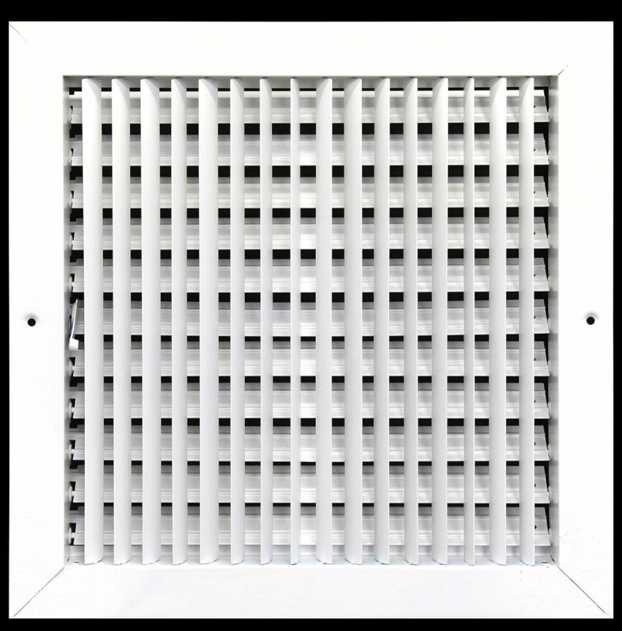 Home Improvement HVAC Premium | 10\" X 4\" Adjustable Air Supply Diffuser - Hvac Vent Cover Sidewall Or Ceiling - Grille Register - High Airflow - Black [Outer Dimensions: 11.75\" W X 5.75\" H]