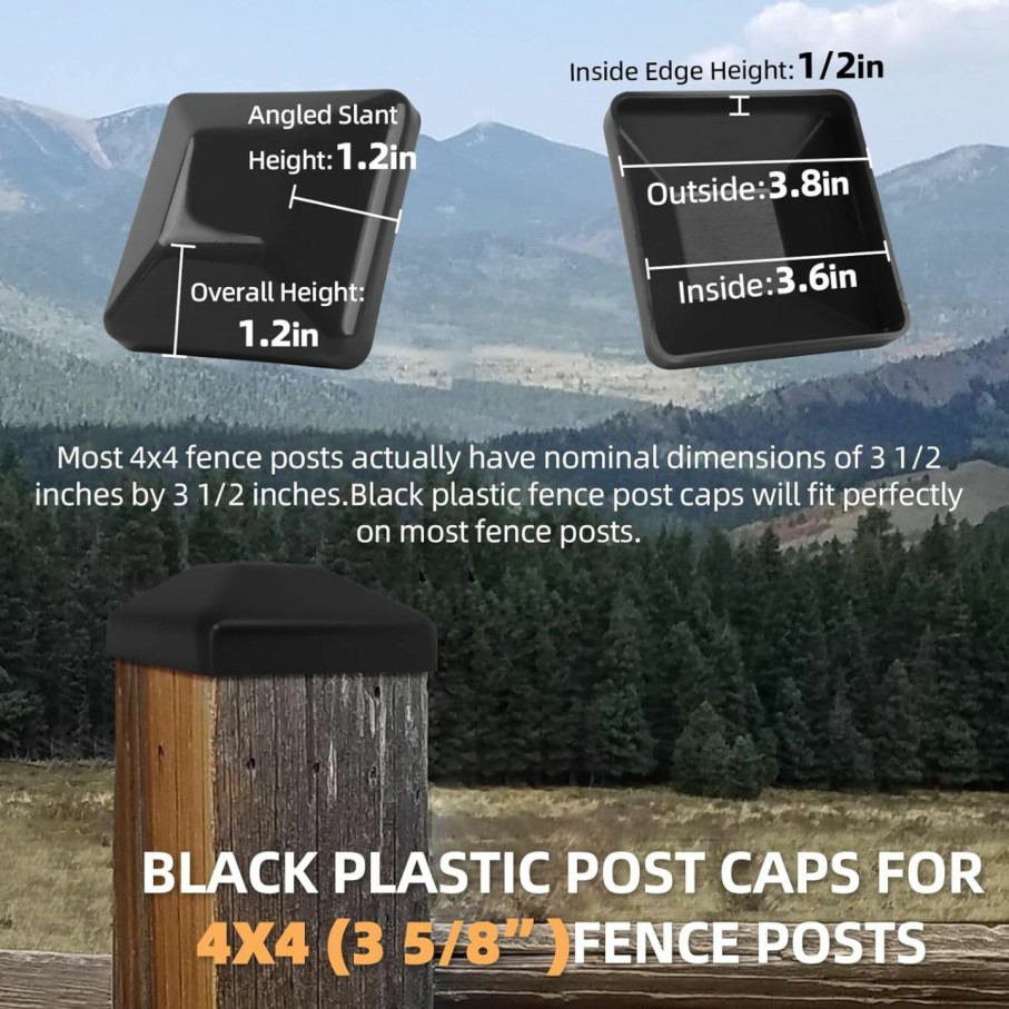 Home Improvement TonGass | Tongass (24-Pack, Black) 4\"X4\" (3 5/8\") Wood Fence Post Caps - Wooden Fence Post Cover Deck Post Cap - Durable Plastic Water-Proof And Uv-Proof - Protect Wooden Fence Poles From Cracking And Rotting