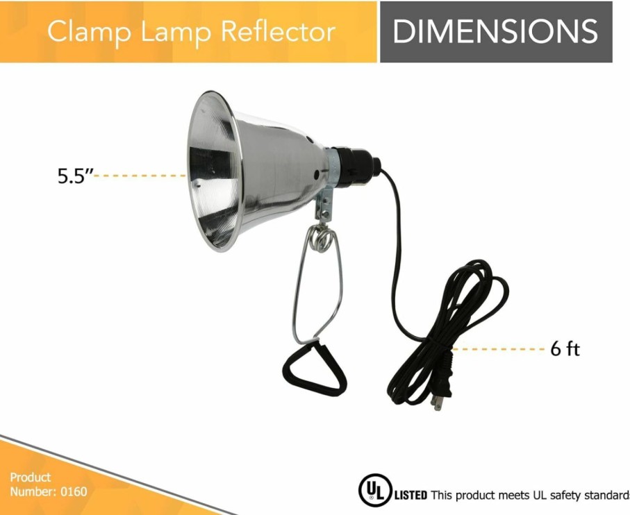 Home Improvement Woods | Woods 0160 18/2 Spt-2 Clamp Lamp With 5.5 Inch Reflector, 60 Watt, 6 Foot Cord