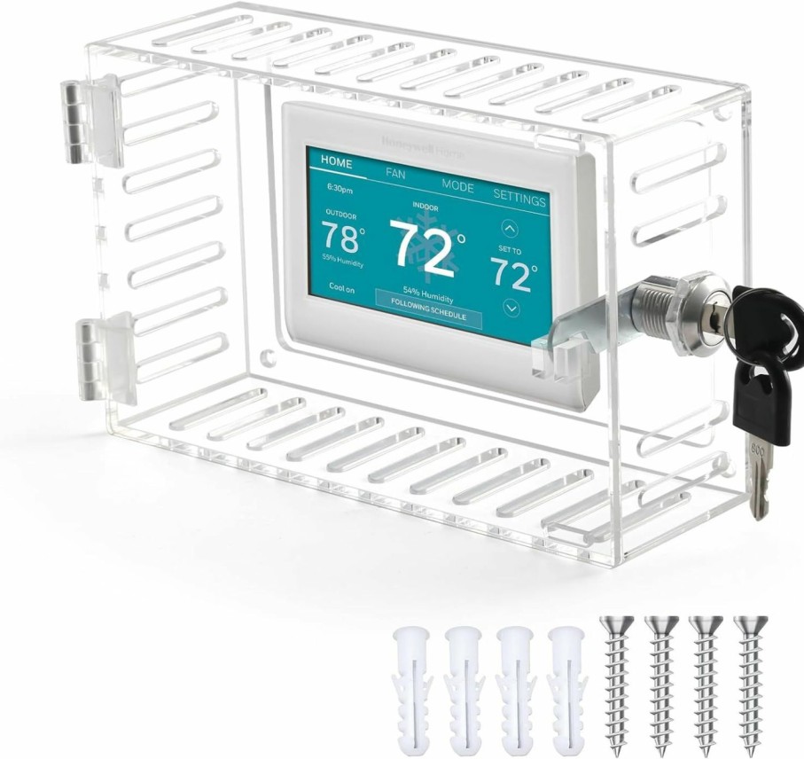 Home Improvement SUTINE | Sutine Thermostat Lock Box With Key, Universal Acrylic Thermostat Cover With Lock, Large Thermostat Lock Box Clear Lock Box Thermostat Guards For Wall Thermostats, Restaurants, Wall Ac Panel, School