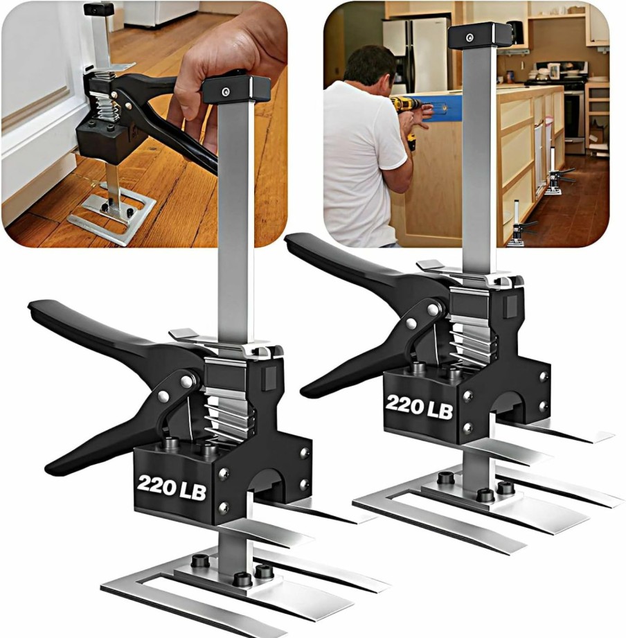 Home Improvement Juprodis | Juprodis 2 Pack Labor Saving Arm Jack, 220 Lb Heavy Duty Furniture Lifter, 6.5 Inch Adjustable Height Drywall Lift, Utility Cabinet Jacks For Installing Cabinets, Doors, Dyi Home Improvement, Black