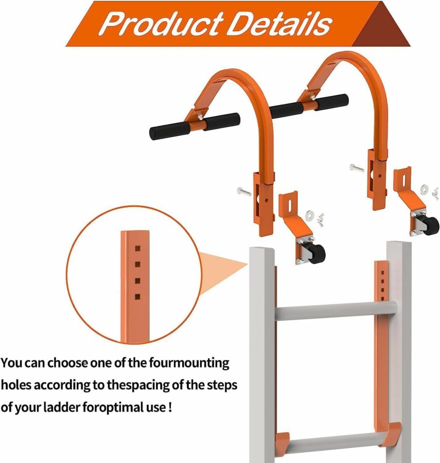 Home Improvement ZWanPing | 2 Pack Ladder Roof Hook With Wheel Heavy Duty Steel Ladder Stabilizer, Roof Ridge Extension, Rubber Grip T-Bar For Damage Prevention, 360 Lbs Weight Ratin, Fast & Easy To Access Steep Roofs(Patent)