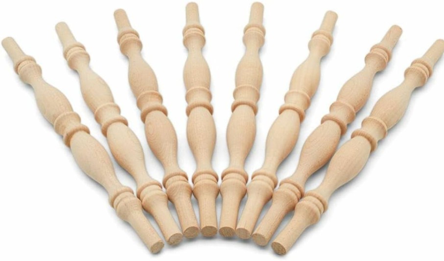 Home Improvement Woodpeckers | Wooden Baluster Spindles 9\", Pack Of 12 Spindles For Crafts, Woodworking, And Furniture, By Woodpeckers