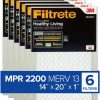 Home Improvement Filtrete | Filtrete 14X20X1 Air Filter, Mpr 2200, Merv 13, Healthy Living Elite Allergen 3-Month Pleated 1-Inch Air Filters, 6 Filters