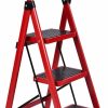 Home Improvement QIOJIRMU | 2 Step Ladder,Folding Step Stool With Handgrip And Anti-Slip Wide Pedal,Lightweight And Sturdy,Ideal For Home Kitchen Office Use. (Red-2 Step)