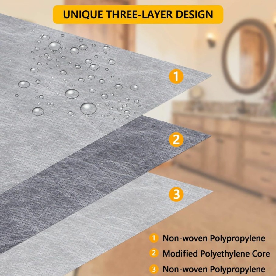 Home Improvement BUYYAH | Waterproof Membrane, Shower Membrane, Polyethylene, 10 Mil, Large Covering Area For Wall Or Floor Tile Underlayment In Bathroom, Sauna, Steam Room, Gray (5In 100Ft)