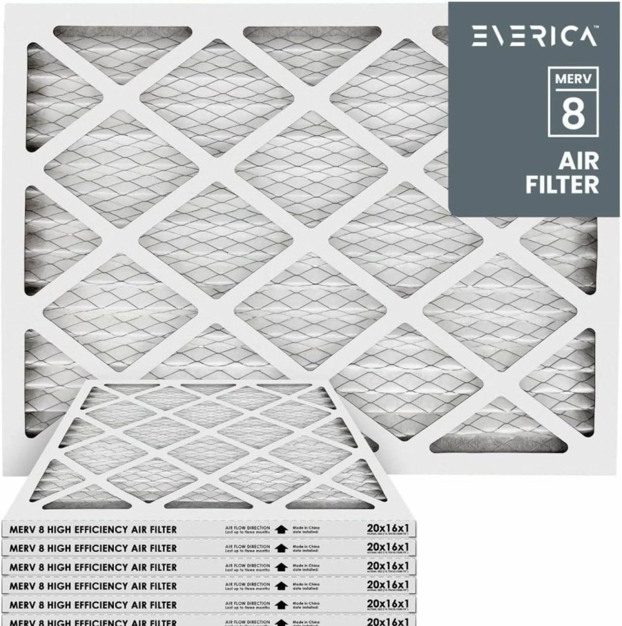 Home Improvement EVERICA | Everica 16X20X1 Basic Standard Efficiency Household Pleated Merv 8 Air Conditioner Hvac Ac Furnace Air Filter Pack Of 6