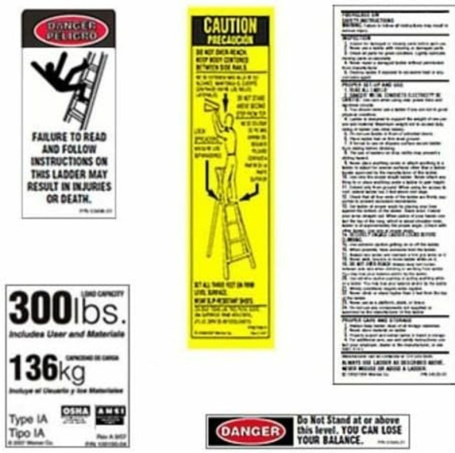 Home Improvement Werner | Werner 300 Lb Fiberglass Step Ladder Label Kits By Werner