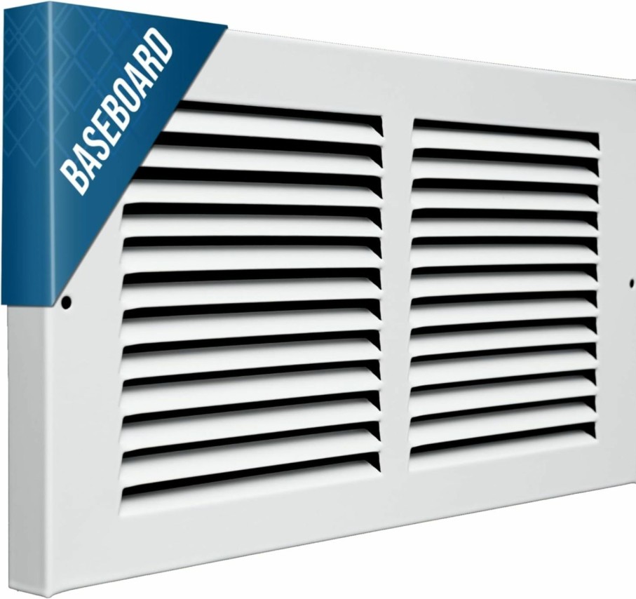 Home Improvement Handua | Handua 14\"W X 6\"H [Duct Opening Size] Baseboard Return Air Grille | Vent Cover Grill | 7/8\" Margin Turnback To Fit Baseboard | White | Outer Dimensions: 15.75\"W X 7.75\"H For 14X6 Duct Opening