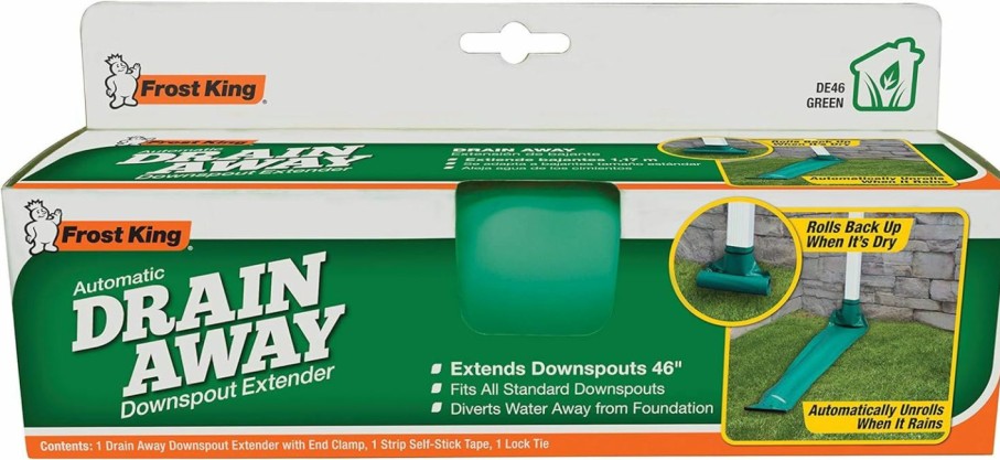 Home Improvement Frost King | Frost King De46 Automatic Plastic Drain Away Downspout Extender, Extends 4-Feet, Green