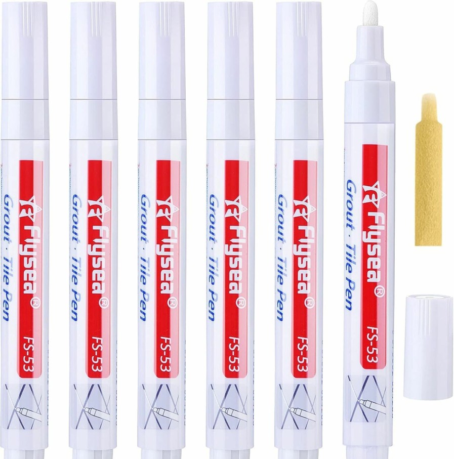 Home Improvement Outus | 6 Pieces Tile Pen Wall Grout Restorer Pen Repair Marker Grout Filler Pen For Restoring Tile Wall Floor Bathrooms And Kitchen(White)