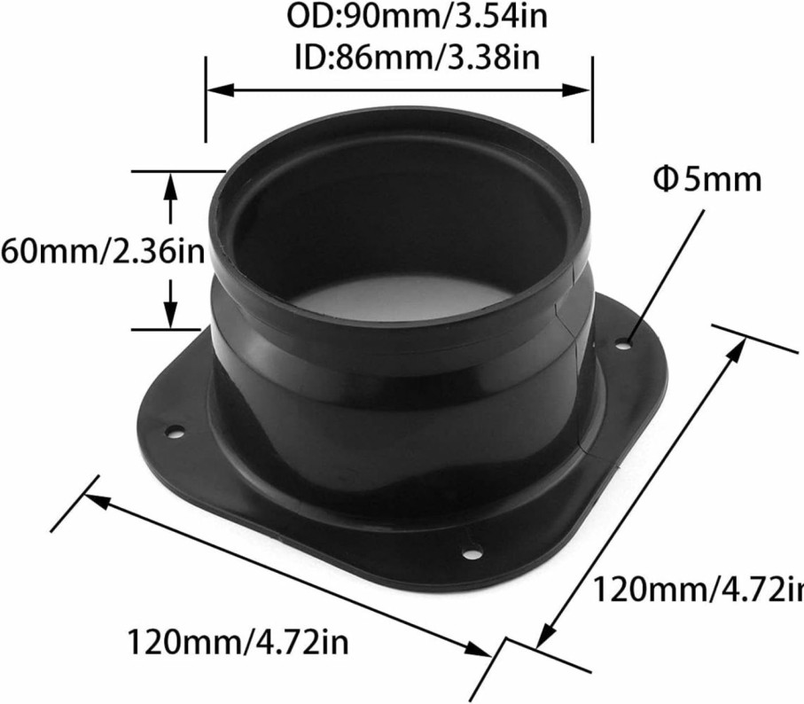 Home Improvement DGHAOP | Dghaop Dryer Vent Wall Plate 4Inch/100Mm Abs Plastic Air Duct Connector Flange Panel Duct Connector Flange Inlet Fitting For Ventilation Straight Pipe, Wall And Ceiling (Square To Round)