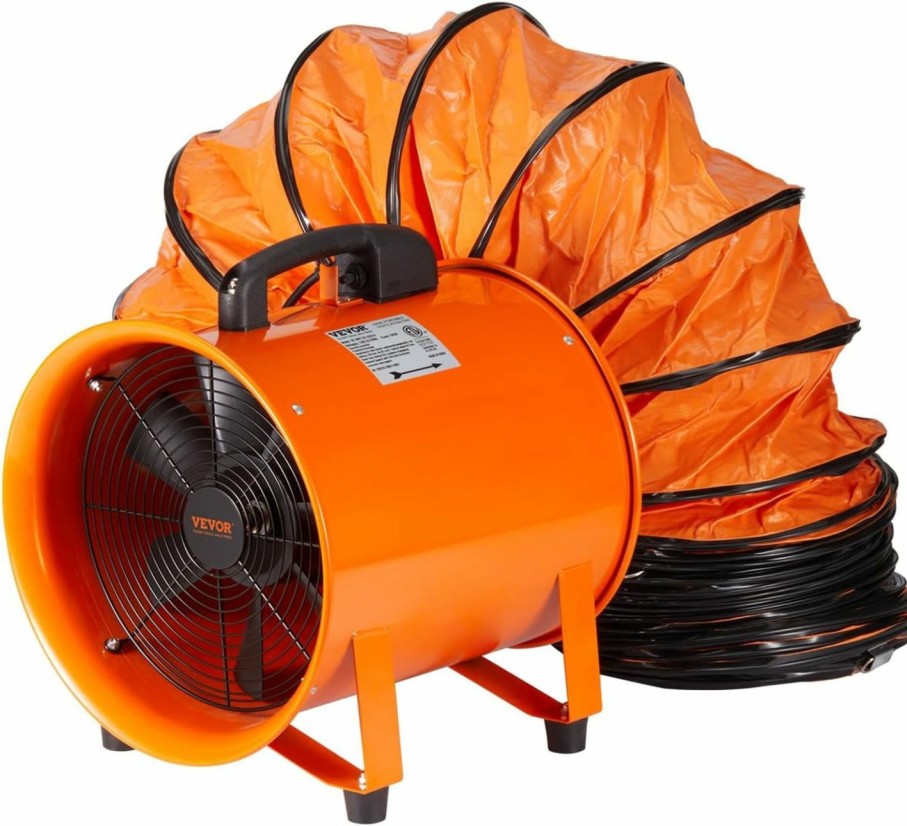 Home Improvement VEVOR | Vevor Portable Utility Blower Fan, 12 Inch 585W 3198 Cfm Heavy Duty Cylinder Axial Exhaust Fan With 33Ft Duct Hose, Industrial Ventilator For Ventilating Workshops, Confined Space