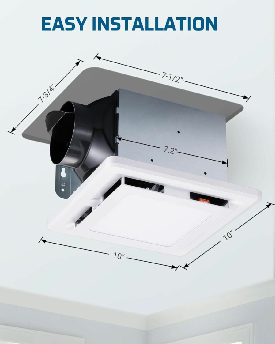 Home Improvement DEWENWILS | Dewenwils Bathroom Exhaust Fan With Light, 14W Ceiling Mount Ventilation Fans, 80 Cfm 1.5 Sones Bathroom Vent Fan With Light For Home, 800Lm Led Light 3000K/4000K/5000K 3Cct Adjustable, White