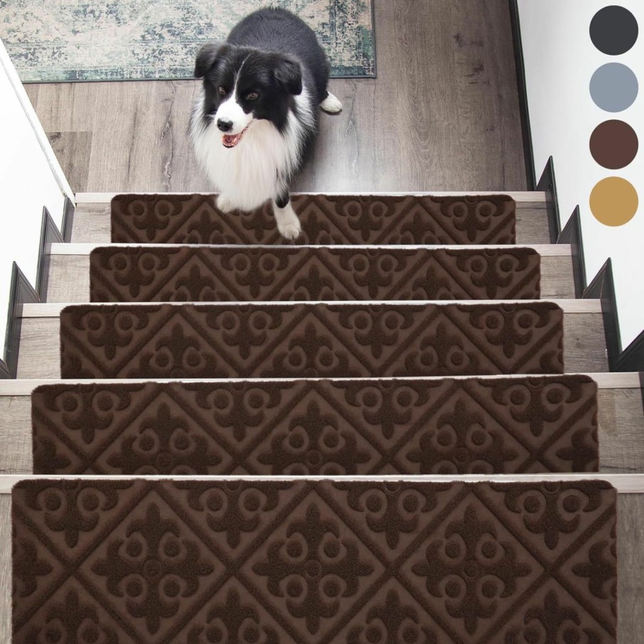 Home Improvement Oxdigi | Oxdigi Non-Slip Stair Treads For Wooden Steps (15 Pieces) - 8\" X 30\" - Peel & Stick - Cuttable - Durable - Stair Mats With Adhesive Backing - Ideal For Dogs, Kids, And Elders - Dark Gray