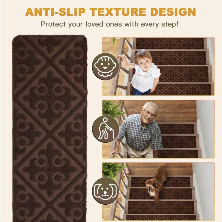 Home Improvement Oxdigi | Oxdigi Non-Slip Stair Treads For Wooden Steps (15 Pieces) - 8\" X 30\" - Peel & Stick - Cuttable - Durable - Stair Mats With Adhesive Backing - Ideal For Dogs, Kids, And Elders - Dark Gray