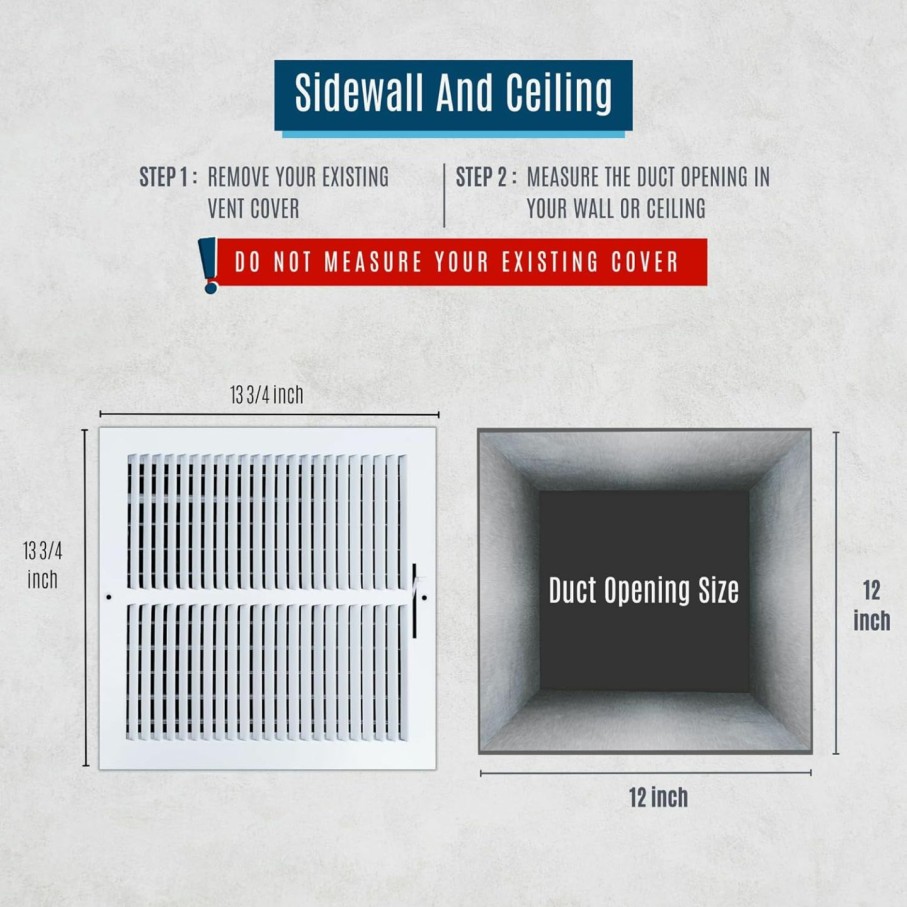 Home Improvement Handua | Handua 10\"W X 6\"H [Duct Opening Size] 1 Way Steel Air Supply Diffuser | Register Vent Cover Grill For Sidewall And Ceiling | White | Outer Dimensions: 11.75\"W X 7.75\"H For 10X6 Duct Opening