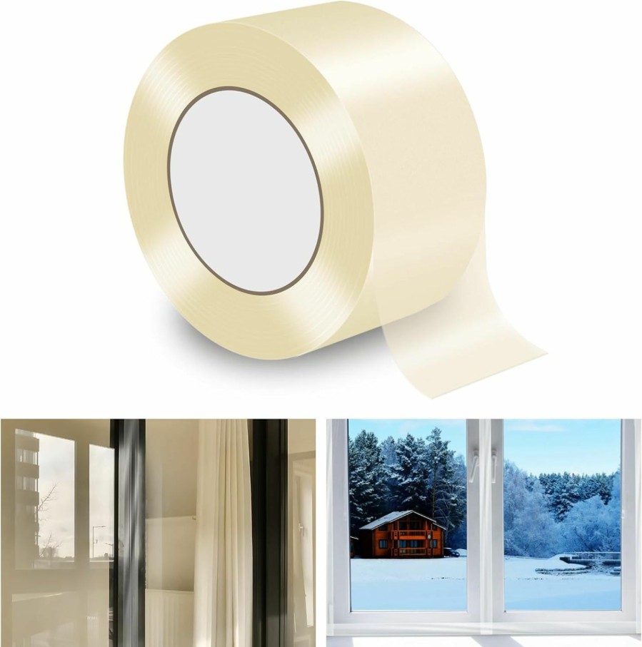 Home Improvement NNG | 3-Inch X 65 Yards Transparent Window Weather Sealing Tape,Clear Window Draft Tape For Winter,Draft Stopper Adhesive Tape For Doors Windows And Shower Glass Gaps