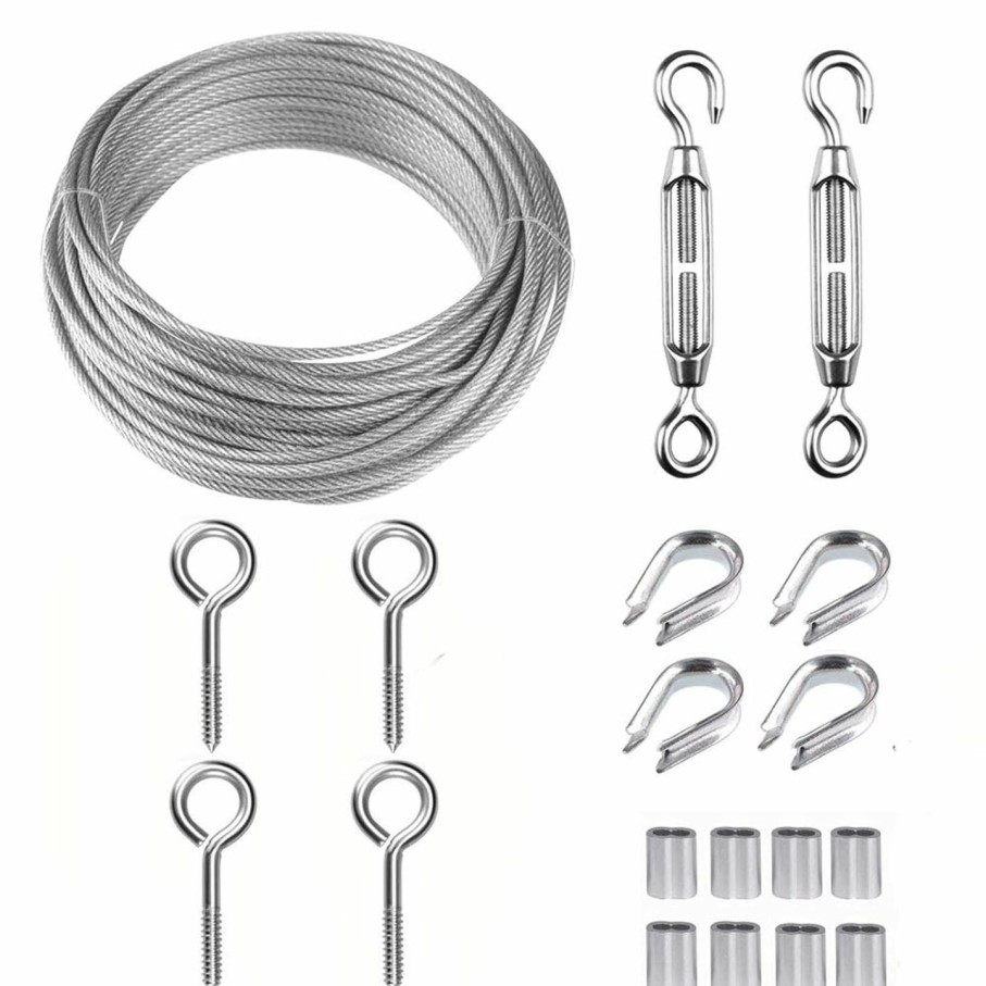 Home Improvement TooTaci | Tootaci Wire Trellis Kit/Heavy Duty Picture Wire,1/16\" Stainless Steel Coated Cable Wire Rope 50Ft,M5 Turnbuckle Wire Tensioner Kit For Cable Railing, Garden Wire And Light Job Use