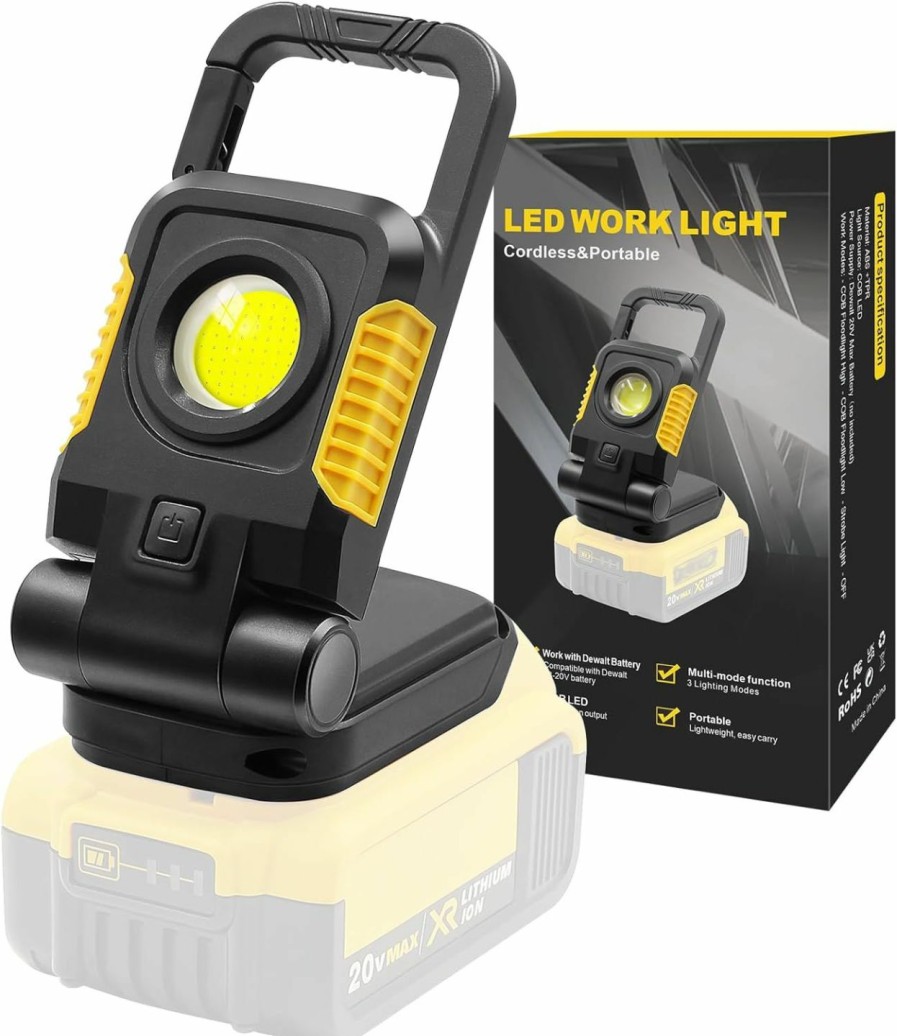 Home Improvement Tresda | Tresda 18V/20V Cordless Work Light, 25W Portable Flood Light Work For Dewalt 20V Max Battery, Super Bright Cob Led Work Light With 3 Light Modes And Upgraded Low Voltage Protection (No Battery)