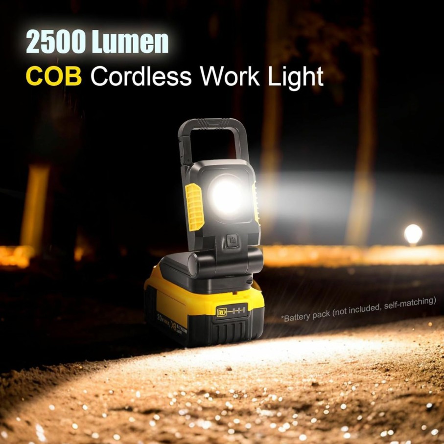 Home Improvement Tresda | Tresda 18V/20V Cordless Work Light, 25W Portable Flood Light Work For Dewalt 20V Max Battery, Super Bright Cob Led Work Light With 3 Light Modes And Upgraded Low Voltage Protection (No Battery)