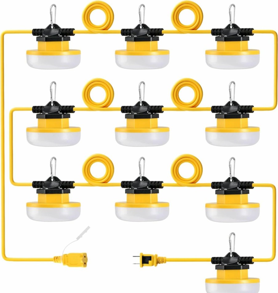 Home Improvement LEDIARY | Lediary 100Ft Led Construction String Lights, 150W 15000Lm String Work Lights, Linkable Jobsite Lights, Weatherproof Temporary Lighting Indoor&Outdoor, Etl Listed