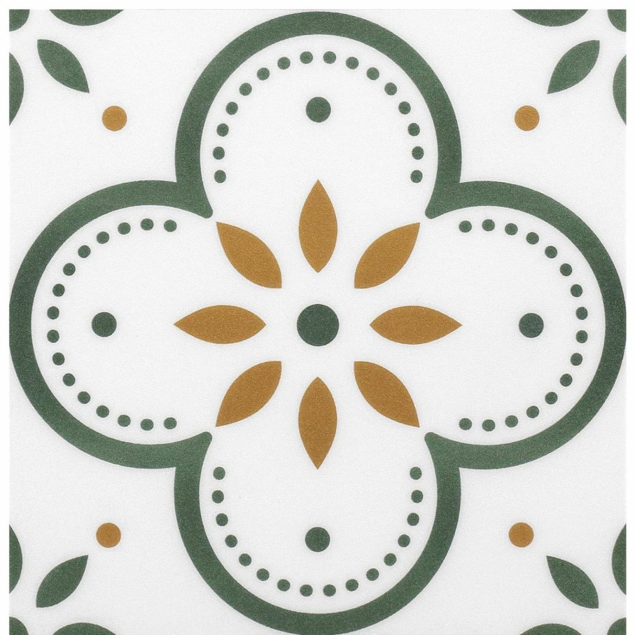 Home Improvement MORCART | Peel & Stick Floor Tiles Vinyl Flooring 8\"X8\", Self-Adhesive Removable, Suitable For Wall, Floor, Kitchen, Bathroom,10 Sheets (Green Flower)