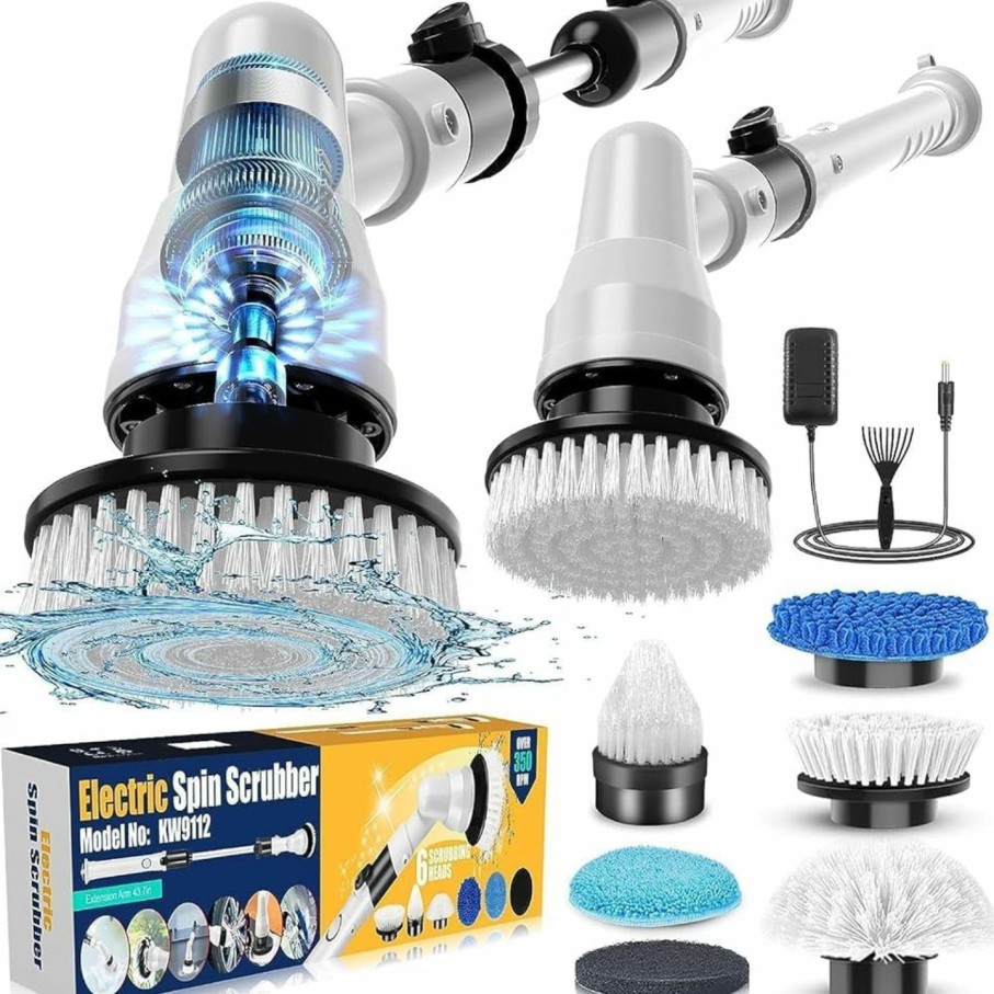 Home Improvement GOFOIT | Electric Spin Scrubber, New Ugrade Cordless Shower Scrubber With Adjustable Extension Arm And 6 Replaceable Bathroom Cleaning Brush Heads Bathroom, Tub, Tile, Floor