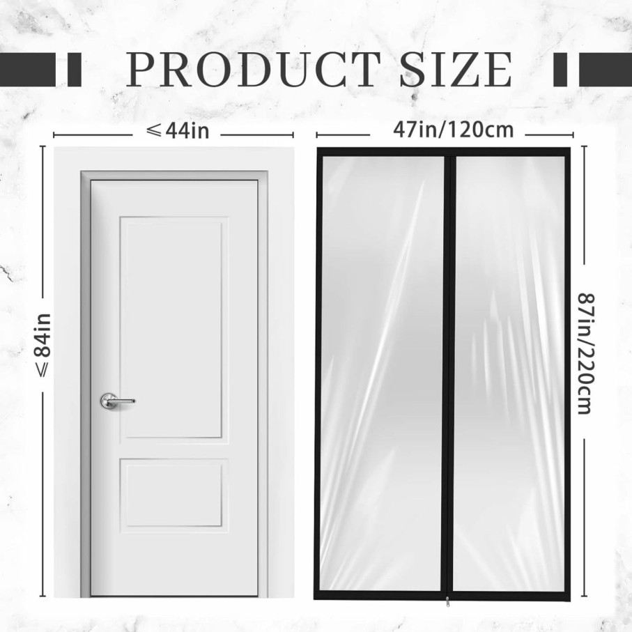 Home Improvement Amylove | 48 X 87 Inch Zipper Dust Barrier Door Kit Construction Door Barrier Reusable Plastic Door Curtain Cover With Zip Containment Standard Doorway Temporary Wall Screen Sheeting For Bathroom Hallway