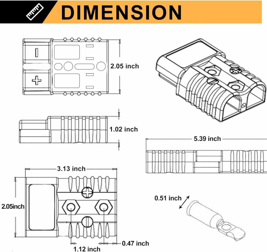 Home Improvement BUNKER INDUST | Bunker Indust 6-10 Gauge 50A Battery Quick Connect/Disconnect Wire Harness Plug Kit Battery Cable Quick Connect Disconnect Plug For Recovery Winch Trailer Auto Car Motorcycle Electrical Devices,2 Pcs