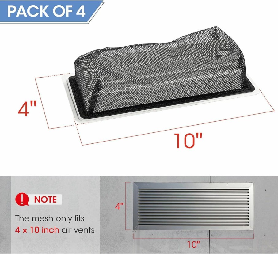 Home Improvement 3 BUZZLETT | Floor Register Trap/Cover - Screen For Home Air Vent Filters 4\"X10\" 4-Pack