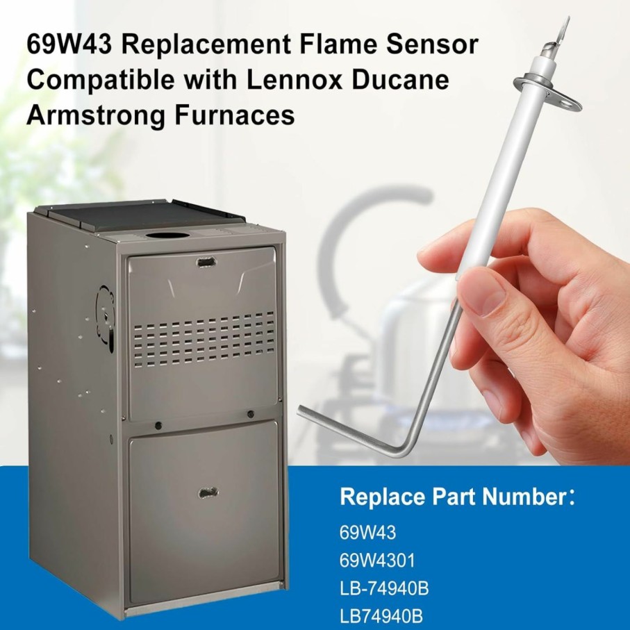 Home Improvement hunter-wish | Hunter-Wish 69W43 Flame Sensor For Lennox Furnace - Flame Sensor Igniter Sensing Rod Fit For Ducane Armstrong And Lennox El180 Ml18Uh Furnaces, Heat Sensor Replace 69W4301 Lb-74940B Lb74940B