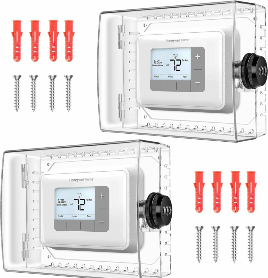 Home Improvement Gedreew | Gedreew 2 Pcs Large Thermostat Lock Box With Combination Lock, Clear Thermostat Cover Guard Compatible With Honeywell Home Thermostat On Wall, Ac Lock Box Cover Fits Thermostats 5\"H X 6\" W Or Smaller