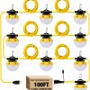 Home Improvement G GJIA | G Gjia 100Ft Construction String Lights 100W 12000Lm, Industrial Grade Led String Work Lights, Super Bright For Construction Sites, Temporary Work, Jobsites, Outdoor Lighting, With 10 Bulbs & Hooks