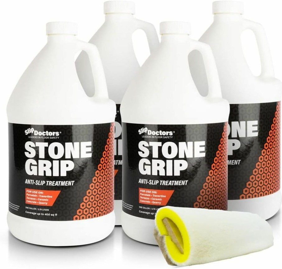 Home Improvement Slip Doctors | Stone Grip Industrial (Gallon) Non-Slip Floor Treatment For Tile And Stone To Prevent Slippery Floors. Indoor/Outdoor, Residential/Commercial, Works In Minutes For Increased Traction