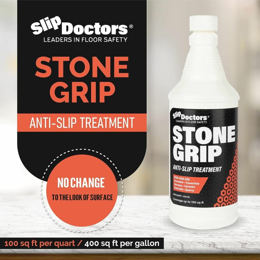 Home Improvement Slip Doctors | Stone Grip Industrial (Gallon) Non-Slip Floor Treatment For Tile And Stone To Prevent Slippery Floors. Indoor/Outdoor, Residential/Commercial, Works In Minutes For Increased Traction