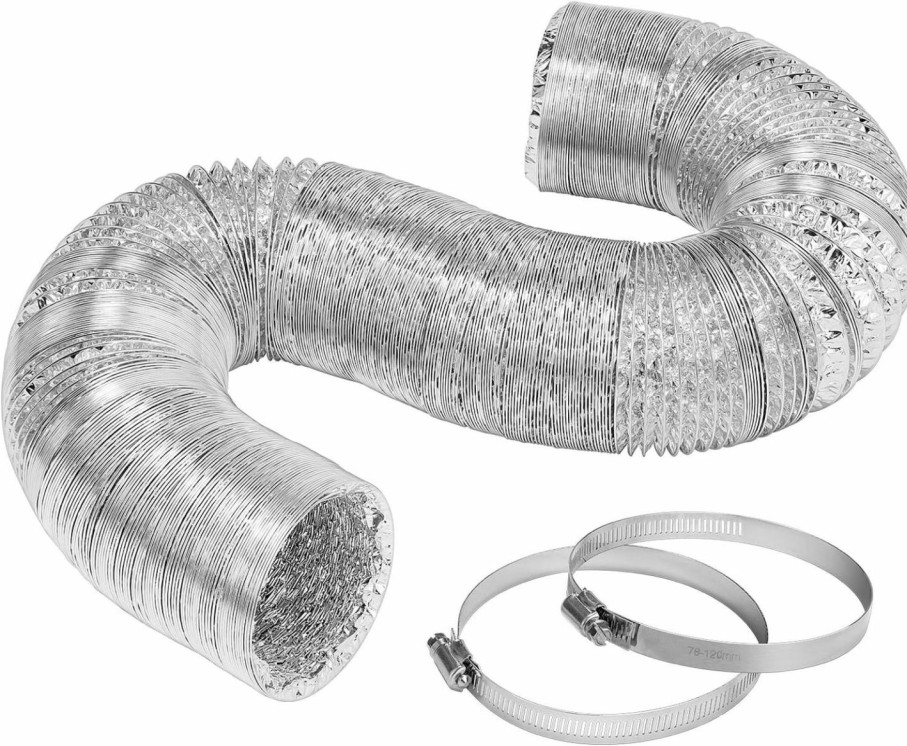 Home Improvement VIVOSUN | Vivosun 4-Inch 25-Ft. Non-Insulated Flexible Aluminum Air Ducting Dryer Vent Hose For Hvac Ventilation W/Two 4-Inch Stainless Steel Clamps