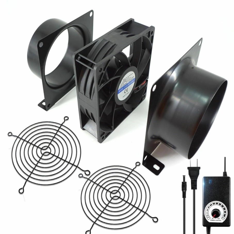 Home Improvement Hose Vary | Hose Vary 4\" Axial Exhaust Fan, 3000Rpm 120Mm Dc12V Dual Ball Bearings Air Exhaust Fume Smoke Extractor Fan Kit For Diy Soldering, 3D Laser, Paint Booth (4\" Duct Adapters, Mesh, Dimmer Included)