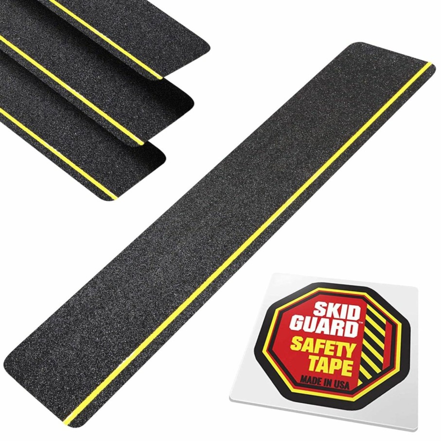 Home Improvement SKID GUARD | Skid Guard Usa Made Outdoor Stair Treads Non-Slip Tape (6X24) Stair Treads For Wooden Steps - Anti Slip Tape - High Grit Grip Tape - Non Skid Tape For Dogs, Boats - Stair Grips (4-Pack)