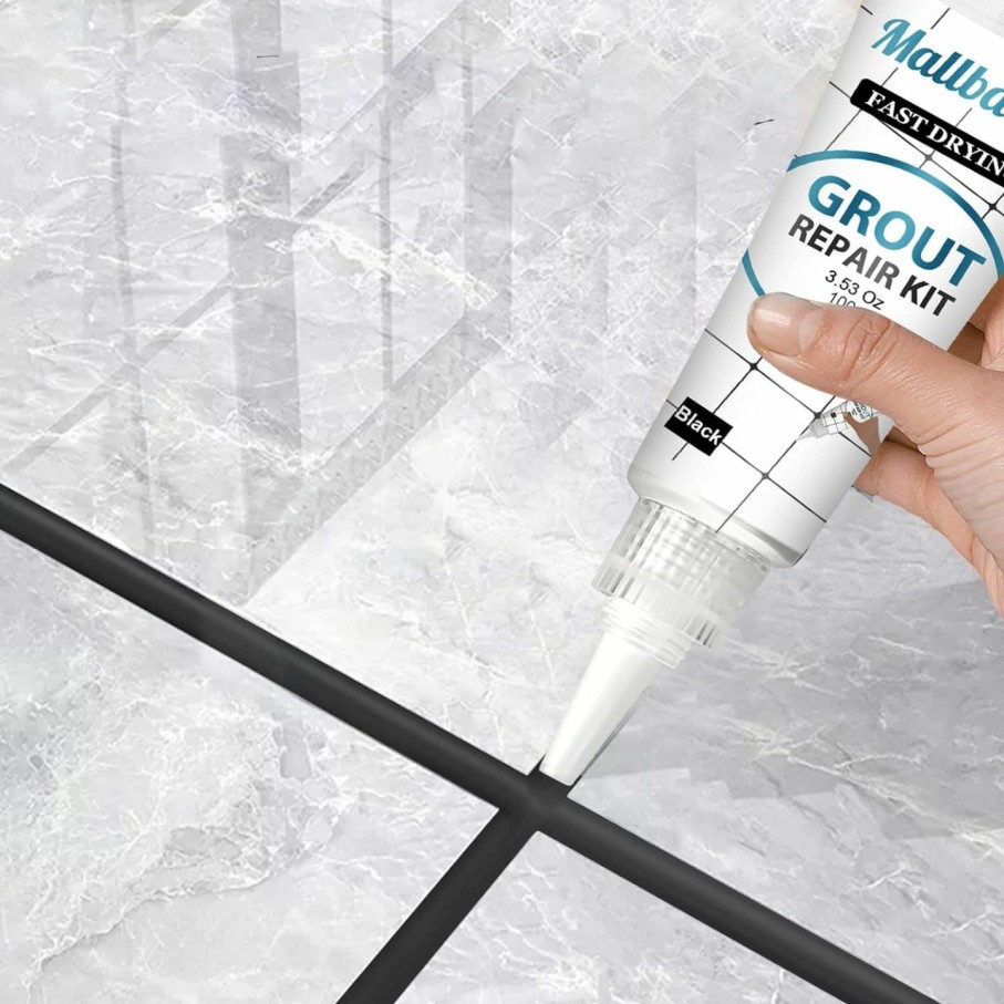 Home Improvement Mallbaola | Grout Paint, 2 Pack Black Grout Filler Tube, Grout Cleaner Sealer For Bathroom Shower Kitchen Floor Tile, Fast Drying Tile Grout Repair Kit, Restore And Renew Tile Line, Gaps, Replace Grout Pen(Black)